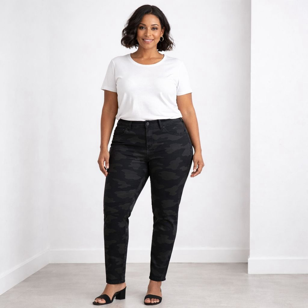 G by Giuliana Skinny Jeans Plus Size 30W Black Camo